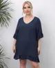 Vestidos casuais vestem a blusa de biquíni de praia solta feminina com amarrar back back rufla maxi vestidos de mujer #s