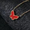 Klassisk design Double Side Clover Butterfly Pendant Halsband för gåva