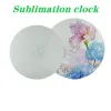 Sublimation Blank Wall Clock 11.8'' Sublimation Glass Photo Frame Clock Heat Transfer Clock Simple Wall Decorations for Home Bedroom Office School 1114
