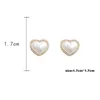 Stud Earrings Cute Rhinestone Side Faux Pearl Heart For Women Fashion Korean Style Jewelry Pendientes Party Accessories C348