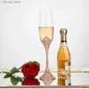 Wine Glasses 230ml Wedding Champagne Flute Glass Cup Gift Party Bride Groom Toasting Rhinestone Crystal Decor Wine Glass Goblet Engagement Q231115