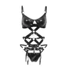 Bras Sets Women Hollow Out Pu Leather Body Caged Adjustable Harness Belt Bodysuit Lingerie Exotic