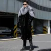 Manteau d'hiver en Faux vison pour hommes, Long, couleur noire, coupe-vent chaud, col de grande taille, marques de luxe, vestes de vêtements 231114