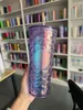 Stanleliness New 2023 Starbucks bezaaid tumblers 710 ml Plastic koffie Mok Bright Diamond Starry Straw Cup Durian Fish Scale Cups Gift Product QY85