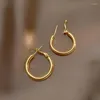 Boucles d'oreilles cerceau classique coréen rétro métal rond petit pour les femmes Simple délicat or argent couleur bijoux de mode 2023