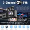 Auto DVR's 3 Kanaals WIFI Auto DVR HD 1080P Binnen Voertuig Dash Cam Drieweg Camera DVR's Recorder Video Registrator Mini Dashcam Camcorder Q231115