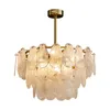 Luxury Aesthetic Glass Ceiling Chandelier Bedroom Living Room Hanging Light Restaurant French Lustre Multi Head Led Pendant Lamp