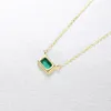 Retro Necklace S925 Silver Square Emerald Pendant Necklace European och American Fashion Women High End Collar Chain Wedding Party Jewelry's