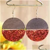 Dangle Lustre Teardrop Stars And Stripes Glitter Cuir Bois Boucles D'oreilles Pour Les Femmes Livraison Bijoux Dhgarden Dhkes