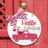 Decorative Flowers Valentines Welcome Sign Romantic Valentine's Day Hanging Wood Door Decoration Wreath Create Atmosphere