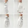 Sporthandskar Herrkvinna Golf Glove vänster hand andningsbar mjuk läder vit hand slitage ingen svett för utomhus golfutrustning golfare leveranser 231115