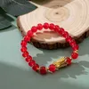 Corrente estilo chinês 2024 dragão ano zodíaco contas pulseira para mulheres e homens sorte vermelho mão tecido corda pulseira natal ano novo giftl231115