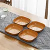 Assiettes à biscuits, assiettes carrées en plastique, ensemble de plateaux avec support de rangement de 8 plats à grains de bois, support de four loup de 14CM