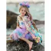 Robes de fille Halloween Cosplay Girl Rainbow Puffy Tulle Sling Robe de sirène Carnaval Enfants Princesse Stage Performance Mascarade Robe de bal 231114