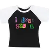 Femmes TShirt Femmes Y2K Lettre Imprimé fée grunge Egirl Crop Tops Slim 2000s Streetwear Harajuku Goth Tshirt À Manches Courtes bébé tee vêtements 230414