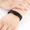 Chain XQNI New Design Two Layers Braided Rope Brown Black Leather Bracelet For Stainless Steel Men Bangles Charm Jewelry Birtay GiftL231115