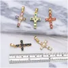 Charms Big Rainbow Colorf Cross Pendentifs pour collier plaqué or cuivre Zircon Relius bijoux composants Pdta638 Drop Delivery Jewelr Dhdzb