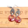 Kolczyki Dangle ZhjiAshun Natural Chalcedony Garnet Drop For Women Round 925 Srebrny rubinowy kamień retro biżuteria