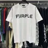 Designer Mode Vêtements Tshirt Luxe Hommes Casual Tees Violet Marque Simple Couleur Unie Lourd Imprimé Poids Élevé Double Fil Pur Coton À Manches Courtes Tshirt Hommes W