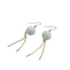 Boucles d'oreilles pendantes Naturel birman émeraude Jade perle glands boucle d'oreille 925 argent mode bijoux fins concepteur de luxe charme amulette cadeaux pour