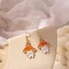 Boucles d'oreilles pendantes mignon dessin animé champignon bébé émail pendentif mode amusant plante breloques oreille bijoux fête cadeaux pour femmes filles