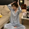 여성용 수면 라운지 실크 새틴 잠옷 여성 여름 하이 엔드 봄과 가을 얇은 leypwear 긴팔 홈 마모 femme vs pajamas zln231115