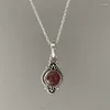 Pendant Necklaces Vintage Bohemian Garnet Necklace For Women Creative Gorgeous Carved Red Personalized Jewelry Accessories