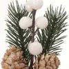 Flores decorativas 10 piezas de tallo de ramita decoración de pino falso natividad adornos navideños ramo de flores artificiales bayas de PVC para árbol