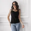 Camisoles Tanks Mulheres tampas de tampo sexy cor sólida camisole senso avançado de emulação cetim de seda fora de colarinho de colar de giro sem costas Camis