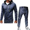 Tracksuits dos homens ternos do esporte dos homens com zíper hoodie correndo conjuntos masculino casual com capuz roupas homem corredores conjunto de treinamento de fitness