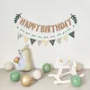 Decorazione per feste Ins Verde Primo compleanno Ghirlanda Stamina Banner Baby Shower Bosco selvaggio Tema foresta Palloncino Sfondo porta palloncini