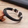 Corrente 2018 moda aço inoxidável âncora pulseira homens preto trançado couro corda pulseiras wr punk charme jóias l231115