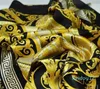 Style Scarv of and Men Solid Color Gold Black Neck Print Soft Fashion Shawl Women Silk Scarf Square