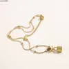 Frauen Designer 18k vergoldete Doppelbuchstabenkette Crysatal Strass Halsband Marke Halsketten für Mädchen Hochzeit Schmuck Paar Geschenke