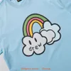 Designer modekläder Mens Tees Tshirt Spring/Summer New Drew leende ansikte Rainbow Cloud Print Bibo Matchande par Lossa bomull Kort ärm T-shirt