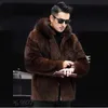 Futra męskiego FUAX FUR płaszcz Nork Krótki Zapędzi Casual Fashion Trend Winter Zipper Kurtka 231114