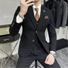 Herrenanzüge 3 Stück Blazer Weste Hosen Herren Set Einreiher Slim Fit Designer Bräutigam Für Hochzeit Abendkleid Kostüm Plus 7XL