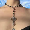 Pendant Necklaces Punk Cross Gothic Vinatge Jewelry Black Pearl Necklace Luxurious Metal Bohemian Harajuku Turkey Sexy