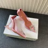 활주로 amina muaddi 신발 웨딩 펌프 클리어 베르 움 유리 PVC 결정 투명한 슬링 백 샌들 Rosie High Heel AM 펌프 95mm 9.5cm Amina Muaddi 오리지널 박스 35-42