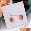 Bengelen kroonluchter 2021 roze perzik oorbellen korte mode oor sieraden fruit series voor vrouwen drop levering dhgarden dhodc