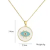 S03577 Copper Gold Plaid Enamel Turkish Blue Eye Round Pendant Necklace For Women Evil Eyes Choker Necklaces