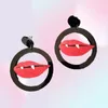 Kuguys mody biżuterii Hiphop okrągłe duże nurkowane kolczyki do damskiej Brincos Acryl Red Lip Drop K inkustra hiperbolowa wampirowa Earrin2445490