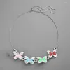 Chains Aesthetic Colorful Bling Big Butterfly Necklace Choker Adjustable Pink Red Cuban Link Chain Rhinestones For Women Jewelry
