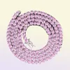 One Row Pink Zircon Tennis Chain Women Girl Pink Diamond Necklace Fashion Hip Hop Jewelry For Gift5344846