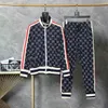 europe paris designer mens womens tracksuits luxury sport suit zipper cardigan patchwork color pants geometry green striped sportsuit clothes