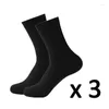 Men's Socks Men's 3Pairs Breathable Elastic Bamboo Fiber Sock Long Anti-Bacterial Deodorant Durable Business Dress Ankle Men Sox