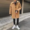 Men's Trench Coats Loose Men's Cowl Button Wool Coat Medium And Long Windbreaker 2023 Autumn Winter Korean Style Clothes