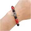 Charm Armbänder Natürlicher Lavastein Türkis Tigerauge Fatimas Handperlenarmband Diy Vulkan Ätherisches Öl Diffusor für Wom Dhgarden Dhuk8