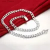 Chain Hot Charm 925 Sterling Silver Armband Halsbandsmycken Set för män IC 10mm Square Chain 20/22/24 Inch Fashion Party Giftl231115