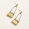 Designer F-Letter Stud Earrings Fashion Luxury Style Bag Pendand Earring For Women Brand Jewelry Accessory Gifts High Quality